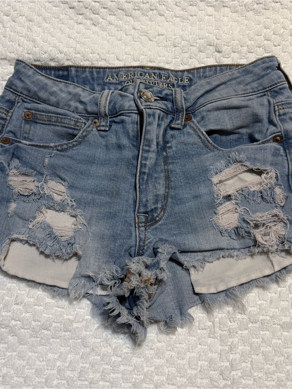 American Eagle Light Blue Hi-rise Festival Denim Shorts